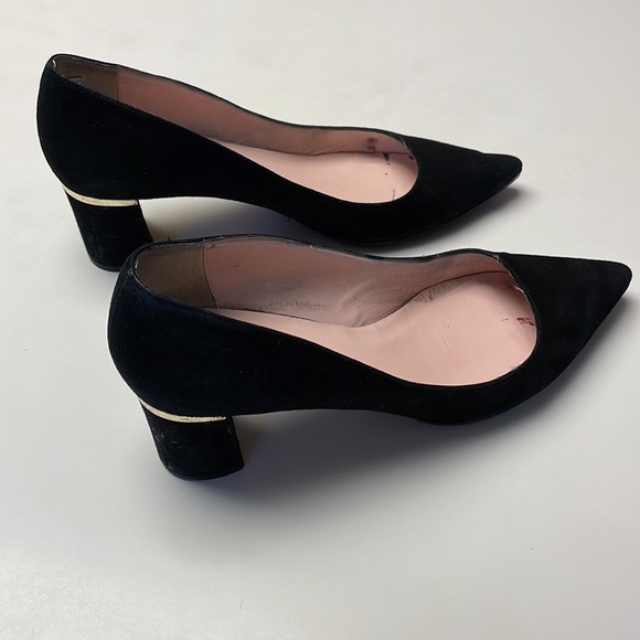 Kate Spade Suede Block Heel Black Pump. - Picture 2 of 11